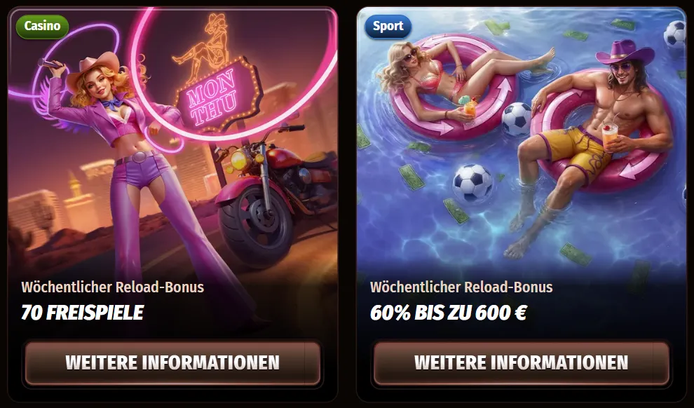 Wöchentlicher Reload-Bonus für Einzahlungen bei WestAce