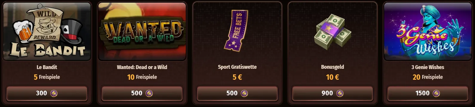 WestAce Casino Shop – Treuepunkte gegen Bonus eintauschen